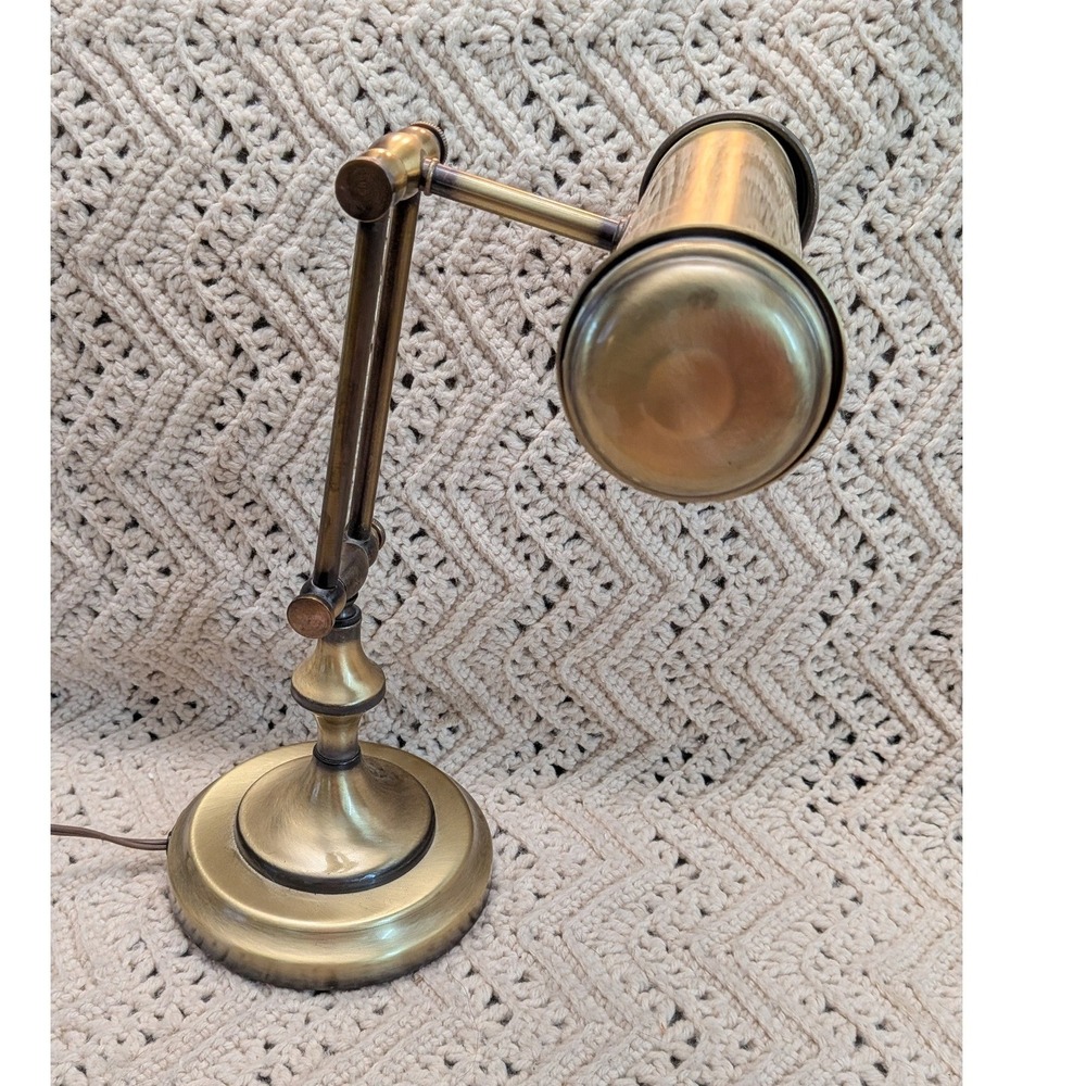 Vintage Brass Piano Desk Lamp Adjustable Swing Arm Bankers Light Antique Finish